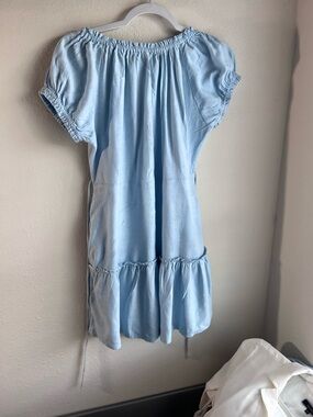 Free People Girls Light Blue Off-the-Shoulder Tiered Dress